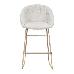 كرسي بار عصري قماش بقاعدة معدنية بيج