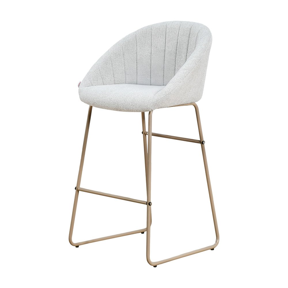 كرسي بار عصري قماش بقاعدة معدنية رمادي فضي