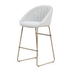 كرسي بار عصري قماش بقاعدة معدنية رمادي فضي