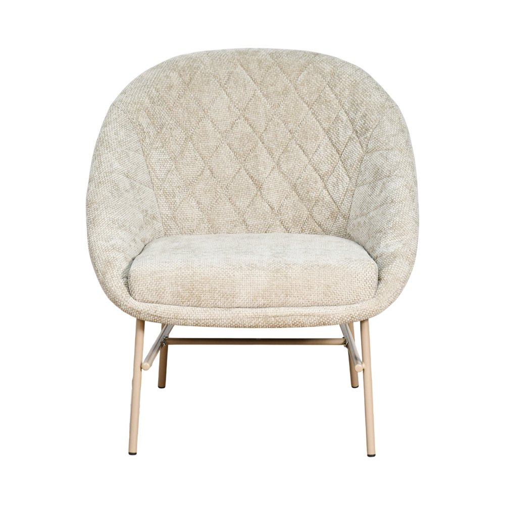 كرسي مفرد مودرن قماشي بقاعدة معدنية بيج