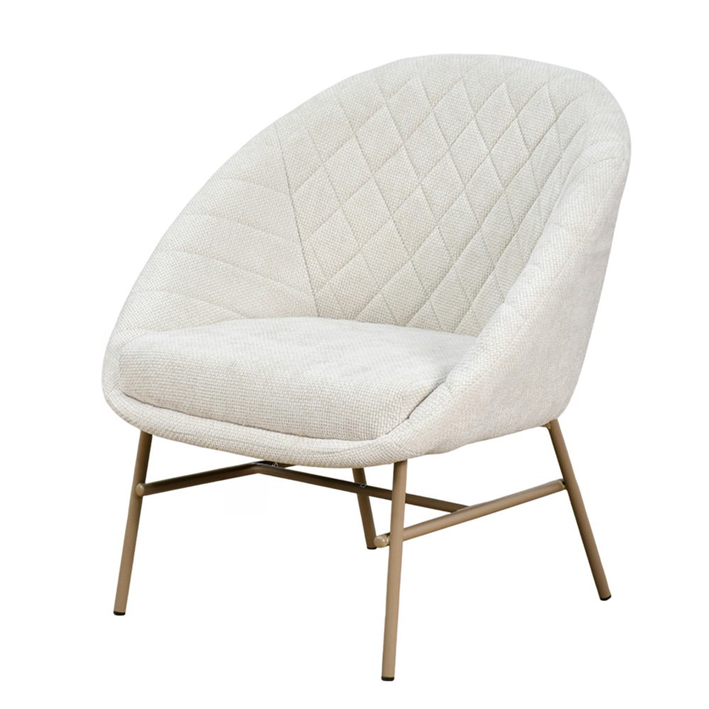 كرسي مفرد مودرن قماشي بقاعدة معدنية أوف وايت