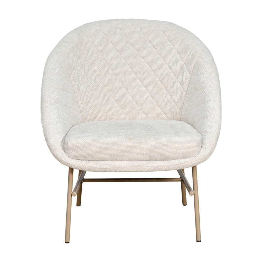 كرسي مفرد مودرن قماشي بقاعدة معدنية أوف وايت