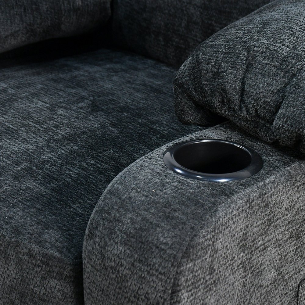 كرسي استرخاء فخم هزاز دوار بحامل جوال أسود