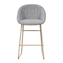 كرسي بار عصري قماش بقاعدة معدنية رمادي