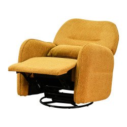 كرسي استرخاء فخم هزاز دوار قماشي مودرن أصفر كرسي استرخاء فخم هزاز دوار قماشي مودرن أصفر