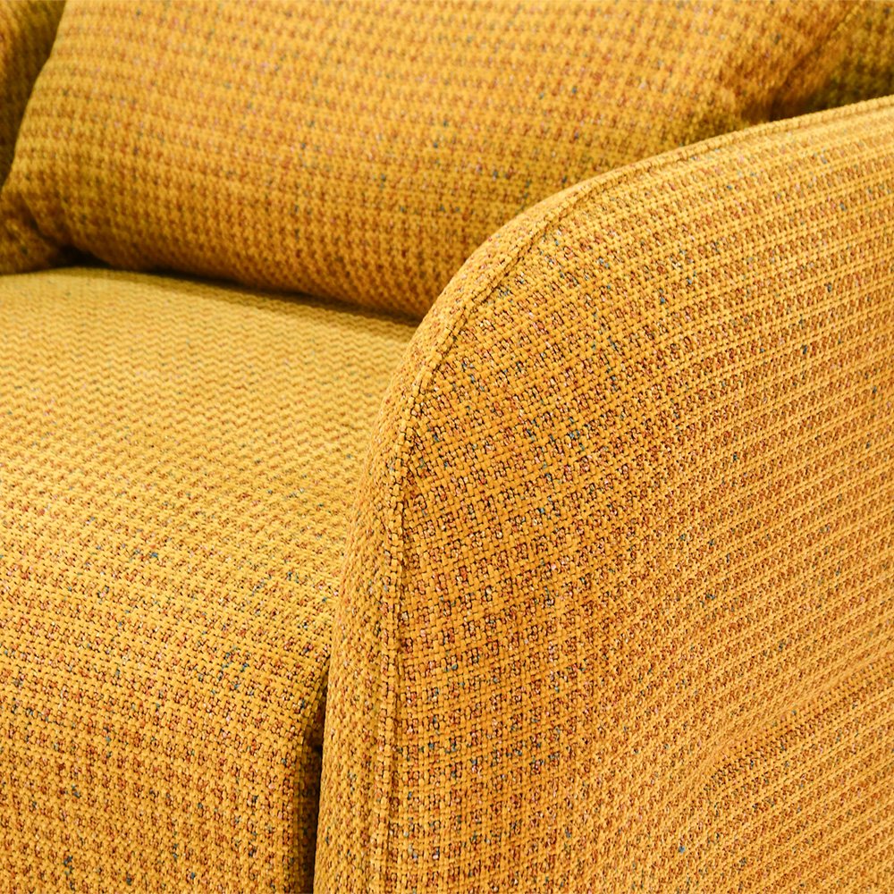 كرسي استرخاء فخم هزاز دوار قماشي مودرن أصفر