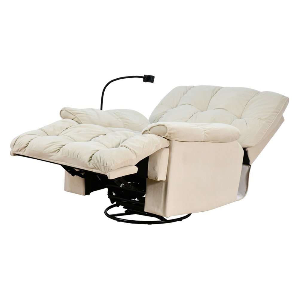 كرسي استرخاء فخم هزاز دوار بحامل جوال بيج