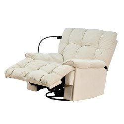 كرسي استرخاء فخم هزاز دوار بحامل جوال بيج