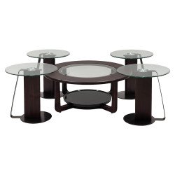 طقم طاولات خدمة 5 قطع مودرن سطح زجاجي عصري