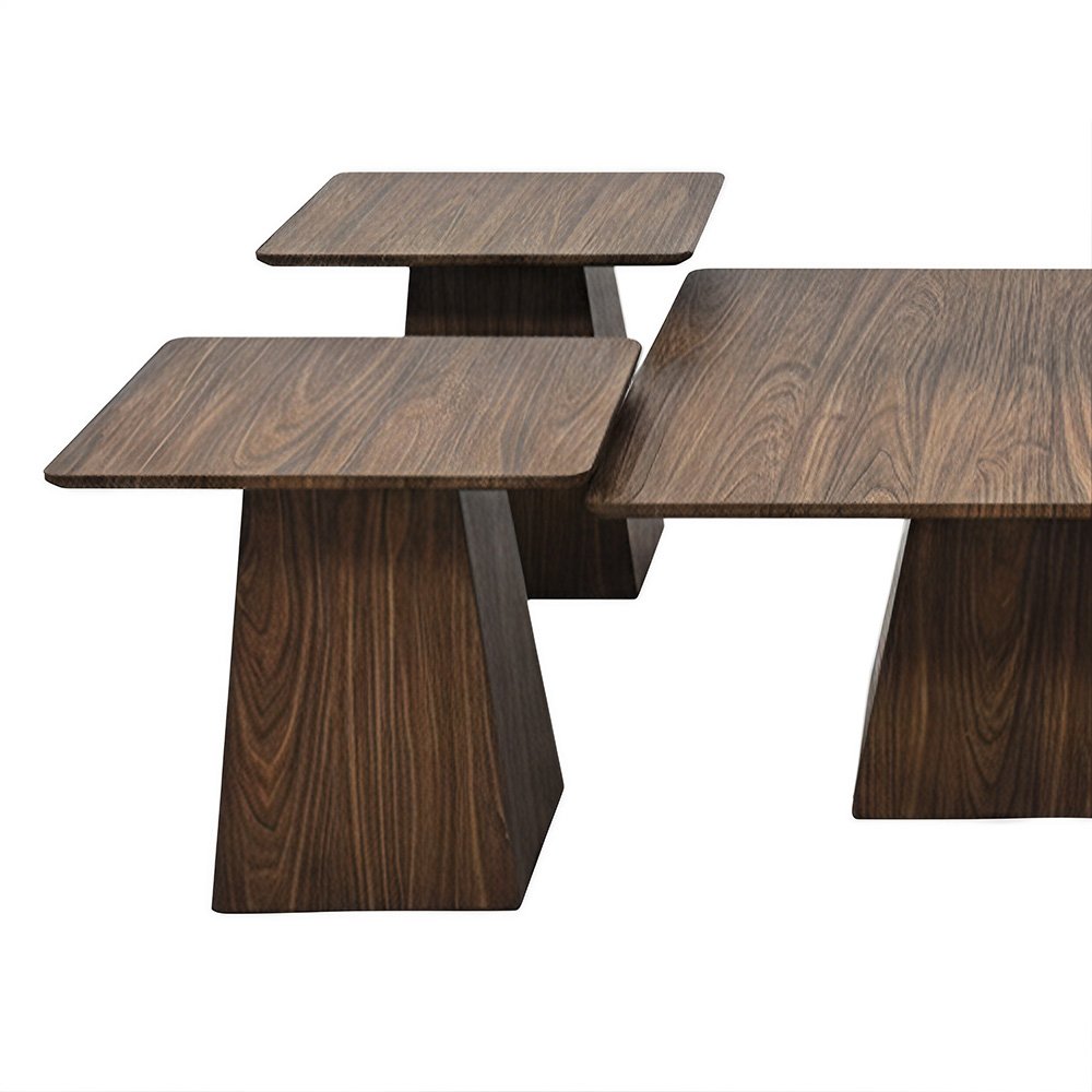 طقم طاولات خدمة مودرن 5 قطع خشبي بني طقم طاولات خدمة مودرن 5 قطع خشبي بني