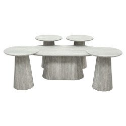 طقم طاولات خدمة مودرن 5 قطع خشبي رمادي