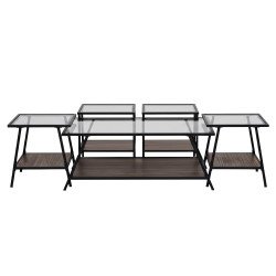 طقم طاولات خدمة 7 قطع 2 دور سطح زجاجي