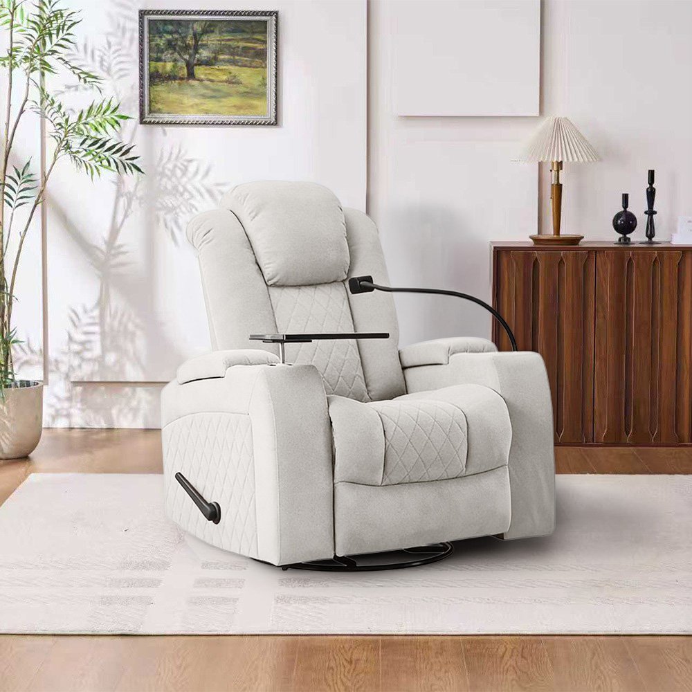 كرسي استرخاء هزار دوار بحامل جوال مع رف طاولة كرسي استرخاء هزار دوار بحامل جوال مع رف طاولة