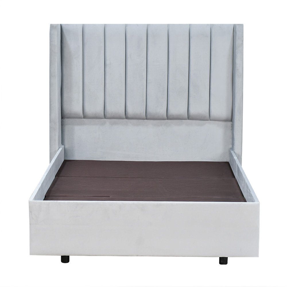 سرير خشبي بتنجيد مخملي فاخر 120×200 سم