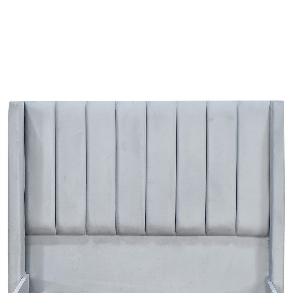 سرير خشبي بتنجيد مخملي فاخر 120×200 سم