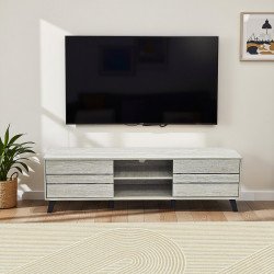 وحدة تلفاز مودرن خشبية رمادي 160 سم