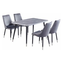 طاولة طعام رخام صناعي مع ارجل معدنية 4 كراسي