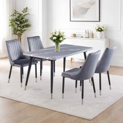 طاولة طعام رخام صناعي مع ارجل معدنية 4 كراسي