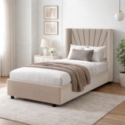 سرير خشبي بتنجيد مخملي فاخر 90×190 سم