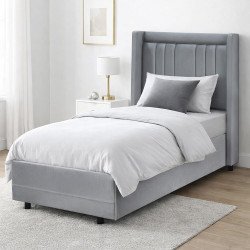 سرير خشبي بتنجيد مخملي فاخر 90×190 سم