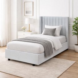 سرير خشبي بتنجيد مخملي فاخر 120×200 سم