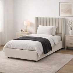 سرير خشبي بتنجيد مخملي فاخر 120×200 سم