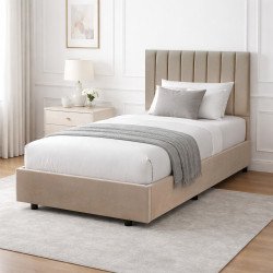 سرير خشبي بتنجيد مخملي فاخر 120×200 سم