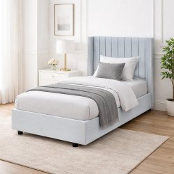 سرير خشبي بتنجيد مخملي فاخر 120×200 سم