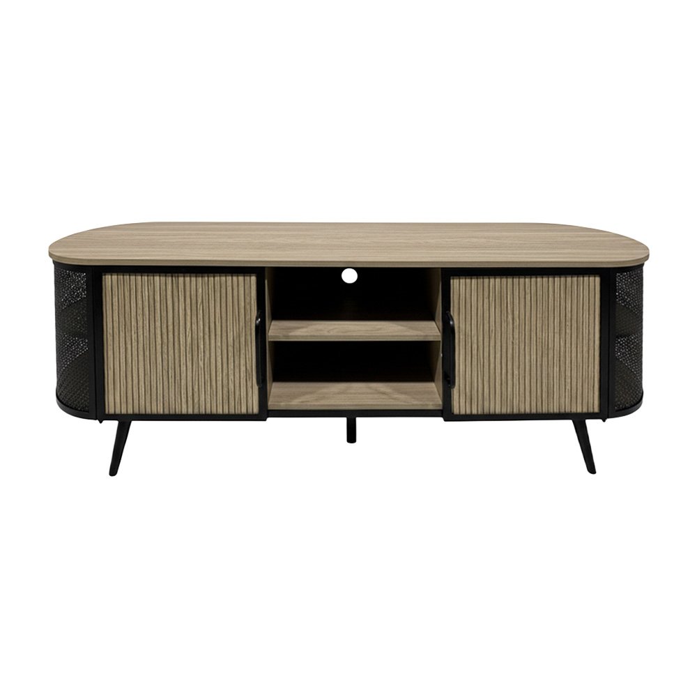 وحدة تلفاز مودرن خشبية بهيكل معدني 160 سم