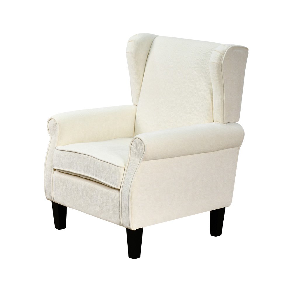 كرسي مفرد فخم قماش بهيكل معدني مودرن أوف وايت