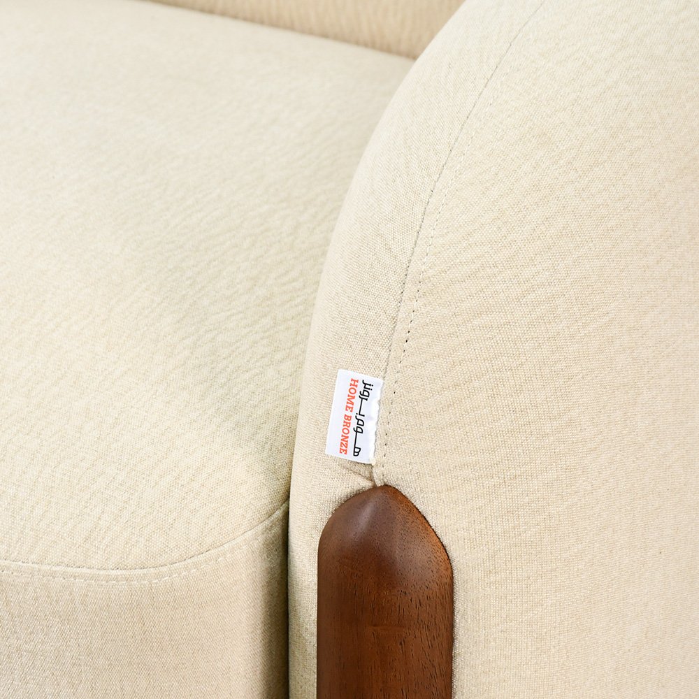 كرسي مفرد فخم قماش بهيكل خشبي مودرن بيج