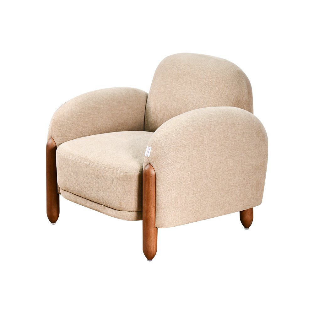 كرسي مفرد فخم قماش بهيكل خشبي مودرن