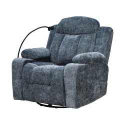 كرسي استرخاء فخم هزاز دوار بحامل جوال كحلي