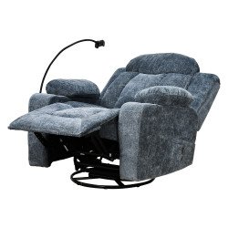 كرسي استرخاء فخم هزاز دوار بحامل جوال كحلي