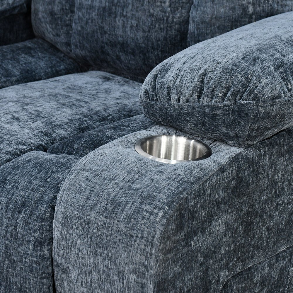 كرسي استرخاء فخم هزاز دوار بحامل جوال كحلي