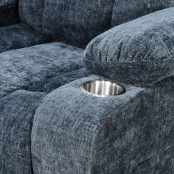 كرسي استرخاء فخم هزاز دوار بحامل جوال كحلي