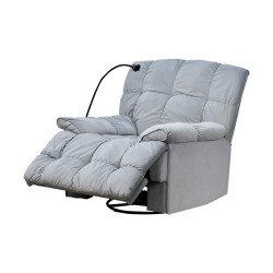 كرسي استرخاء فخم هزاز دوار بحامل جوال رمادي