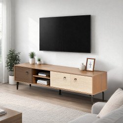 وحدة تلفاز مودرن خشبية بتصميم عصري 160 سم