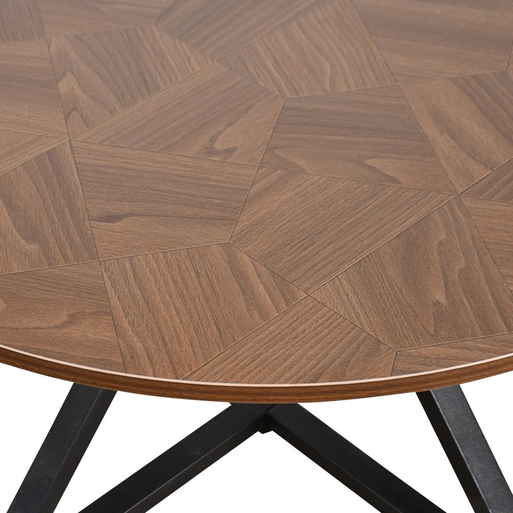 طقم طاولات خدمة 5 قطع خشب بقاعدة معدنية بني