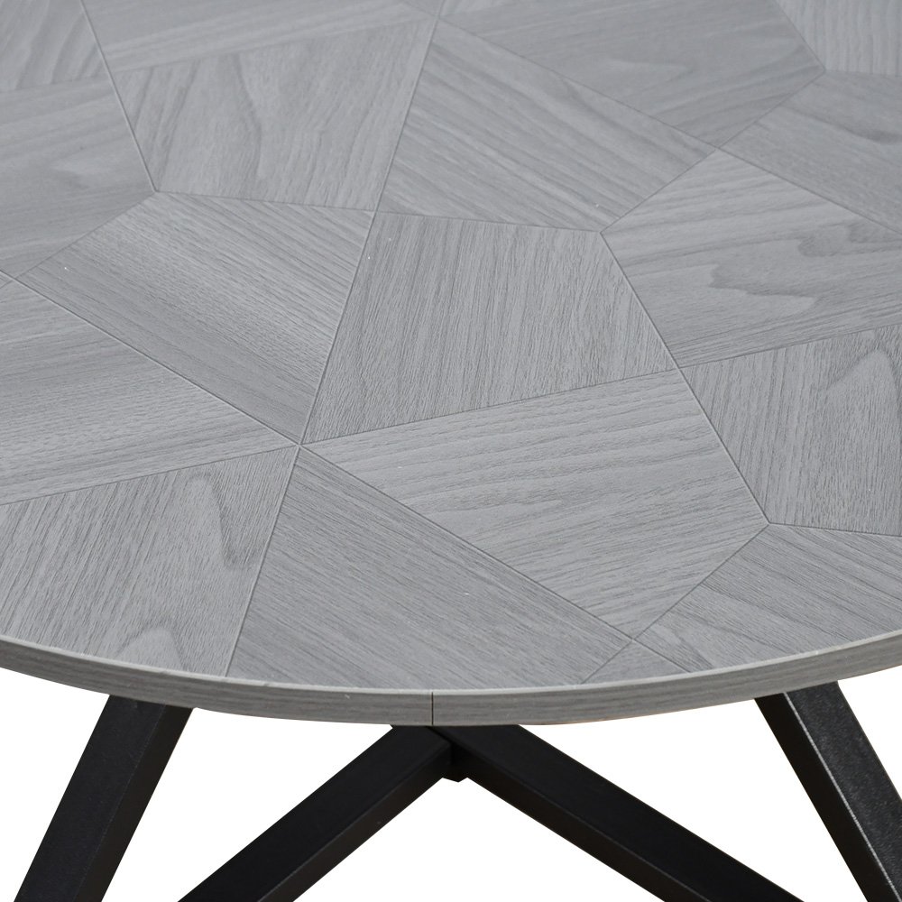 طقم طاولات خدمة 5 قطع خشب بقاعدة معدنية رمادي