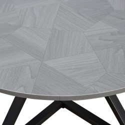 طقم طاولات خدمة 5 قطع خشب بقاعدة معدنية رمادي