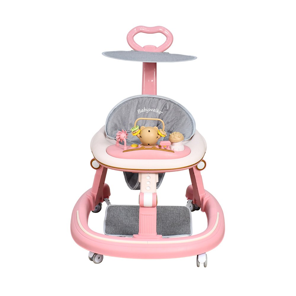 عربة أطفال عصرية بتصميم آمن وردي