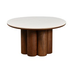 طاولة خدمة مفردة مودرن سطح رخام بقاعدة خشبية