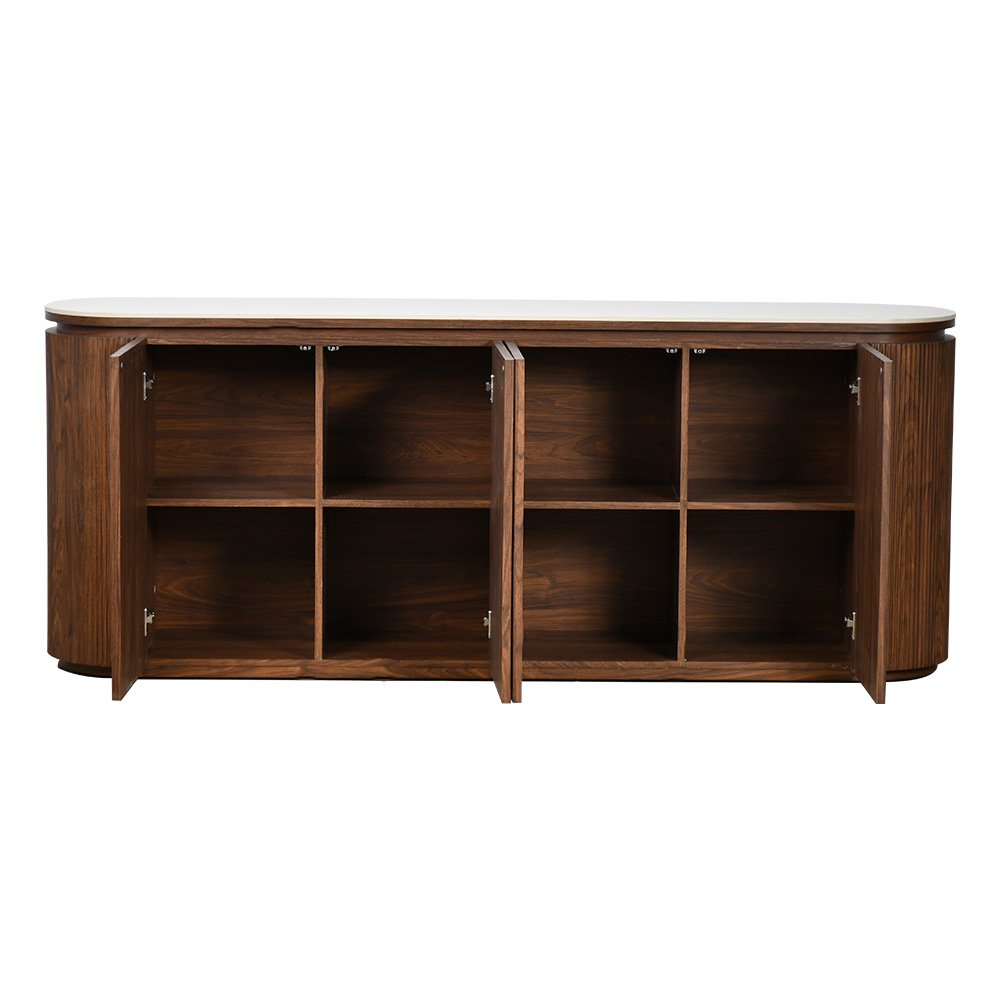 دولاب بوفيه صالة مودرن خشبي بسطح رخامي فاخر