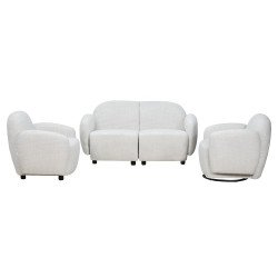 طقم كنب 2 مقعد فاخر مع كرسيين دوار وثابت أوف وايت