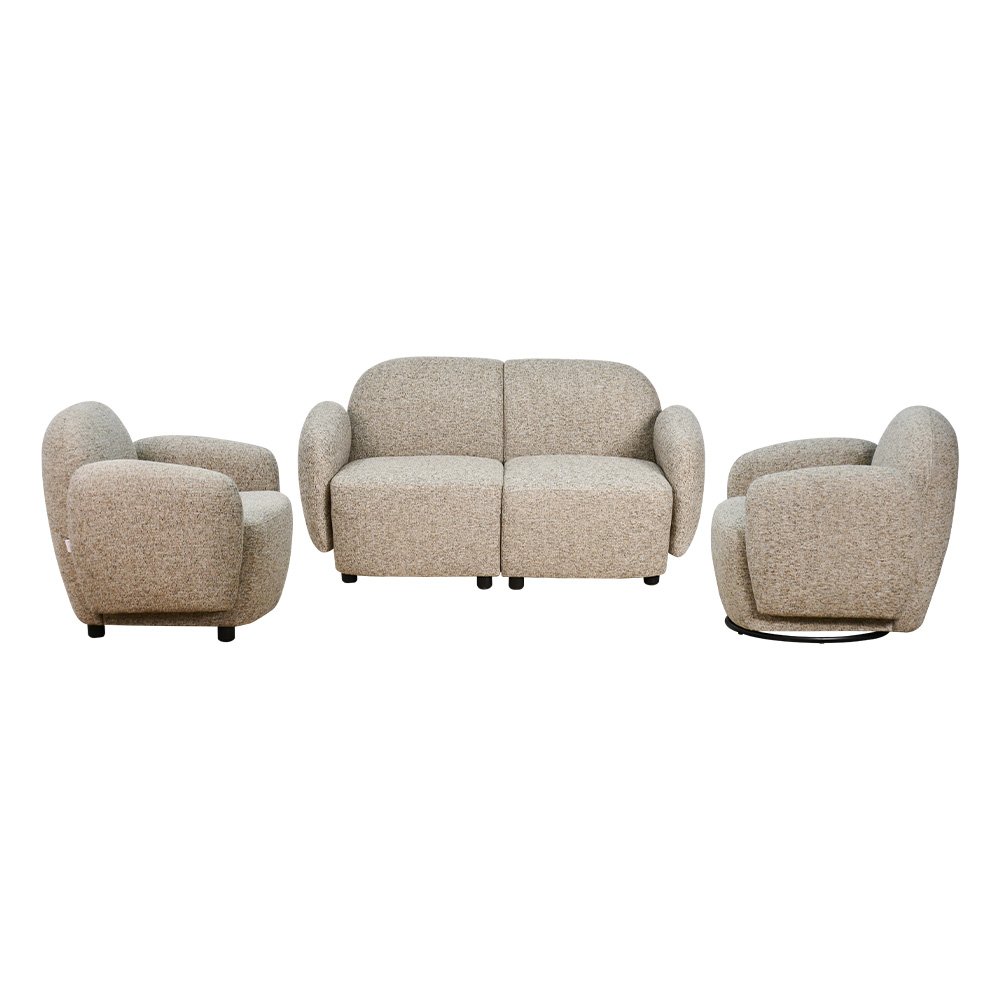 طقم كنب 2 مقعد فاخر مع كرسيين دوار وثابت كافيه