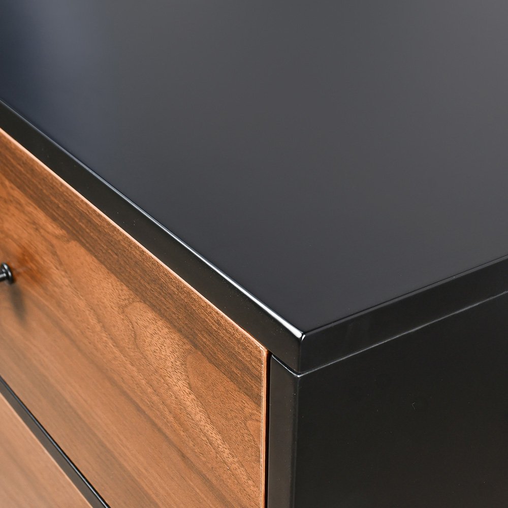 طاولة زينة مودرن 6 أدراج بمقابض بمرآة مع مقعد جلد