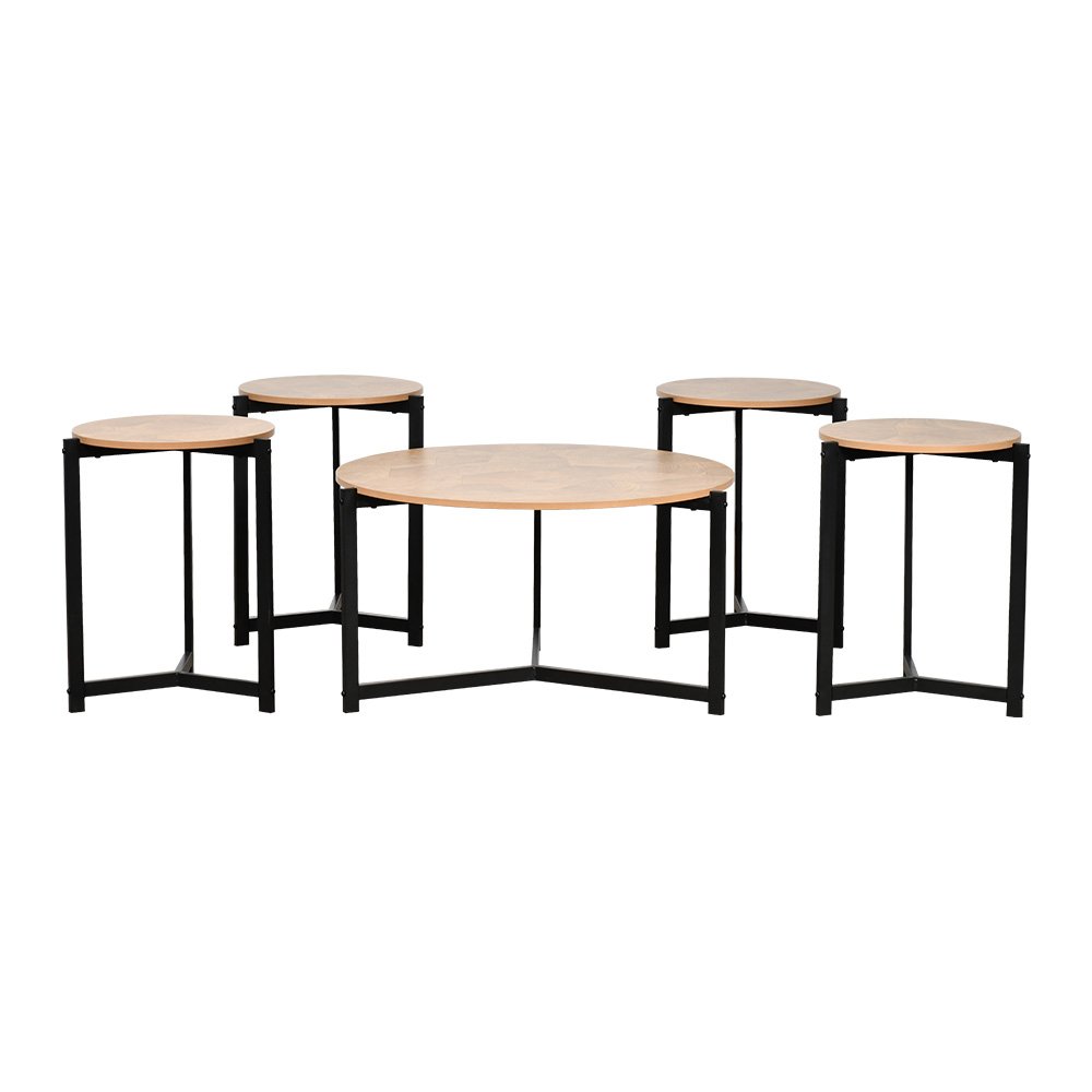 طقم طاولات خدمة 5 قطع خشبي بأرجل معدنية طقم طاولات خدمة 5 قطع خشبي بأرجل معدنية