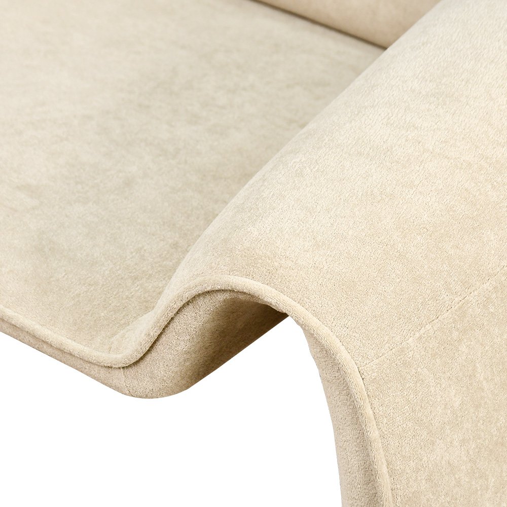 كرسي مفرد مودرن قماشي بهيكل خشبي بيج