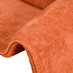 كرسي مفرد مودرن قماشي بهيكل خشبي برتقالي